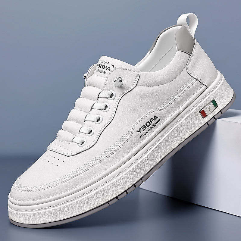 White refined leather sneakers