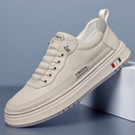 Beige refined leather sneakers