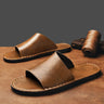 Brown minimalist leather slide sandals