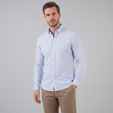 Streifenhemd Herren | Leinenoptik, Langarm