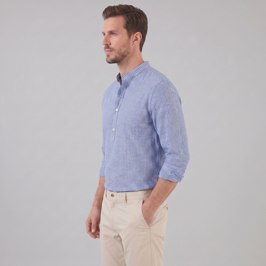 Henley-Langarmshirt Herren | Streifen, Casual