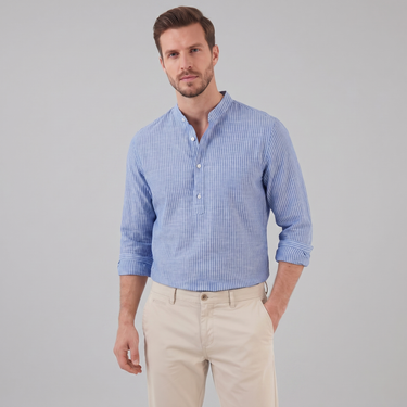 Henley-Langarmshirt Herren | Streifen, Casual