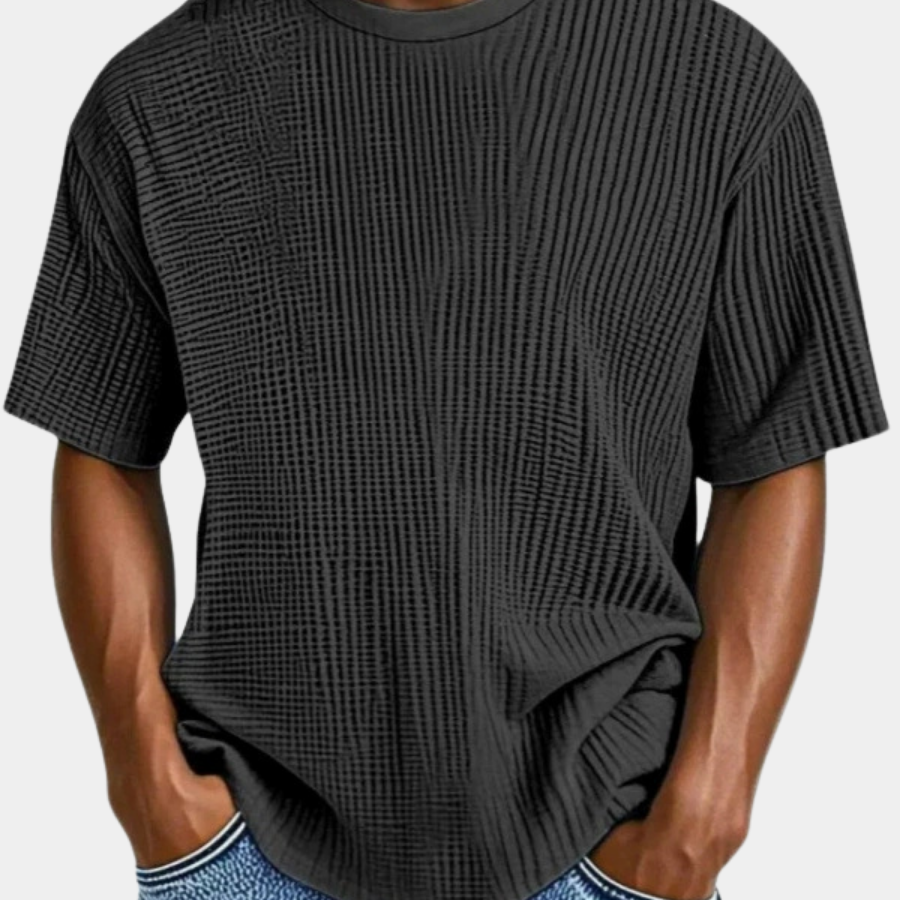 Men's Waffle Knit T-Shirt | Breathable Textured Crewneck Tee
