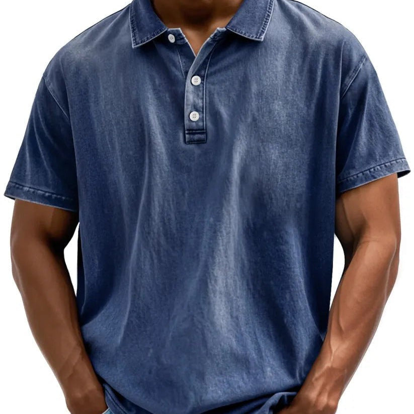 Men's Vintage Washed Polo Shirt | Soft Cotton Casual Polo