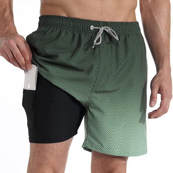 Men's Quick-Dry Tropical Print Swim Shorts | Lined Athletic Beach Shorts