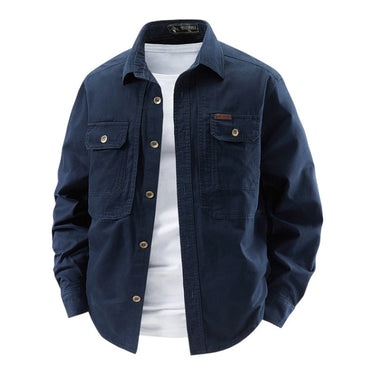 Herren Langarm-Utility-Hemd | Robustes Freizeithemd mit Brusttaschen