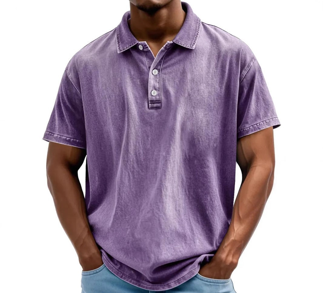 Men's Vintage Washed Polo Shirt | Soft Cotton Casual Polo