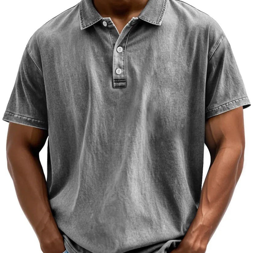 Men's Vintage Washed Polo Shirt | Soft Cotton Casual Polo