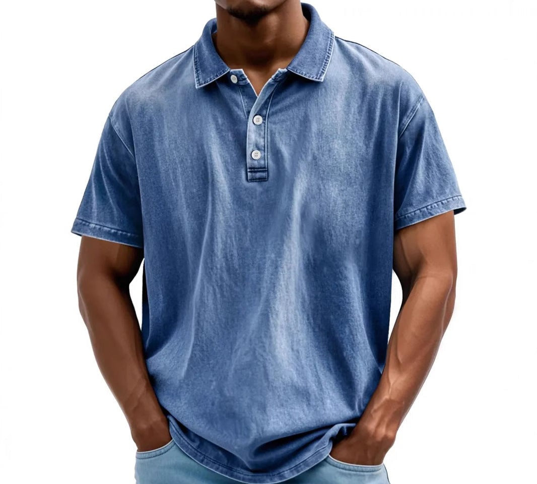 Men's Vintage Washed Polo Shirt | Soft Cotton Casual Polo