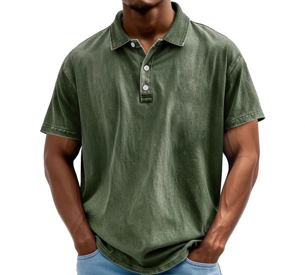 Men's Vintage Washed Polo Shirt | Soft Cotton Casual Polo