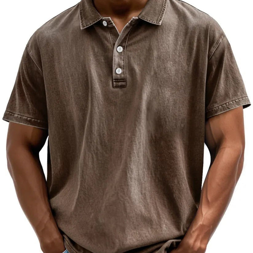 Men's Vintage Washed Polo Shirt | Soft Cotton Casual Polo