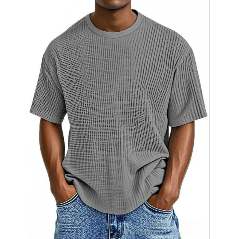 Men's Waffle Knit Crew Tee | Textured Regular Fit T-Shirt