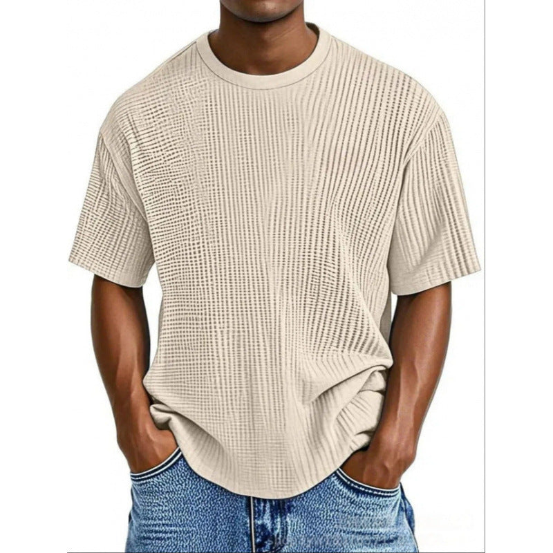 Men's Waffle Knit Crew Tee | Textured Regular Fit T-Shirt