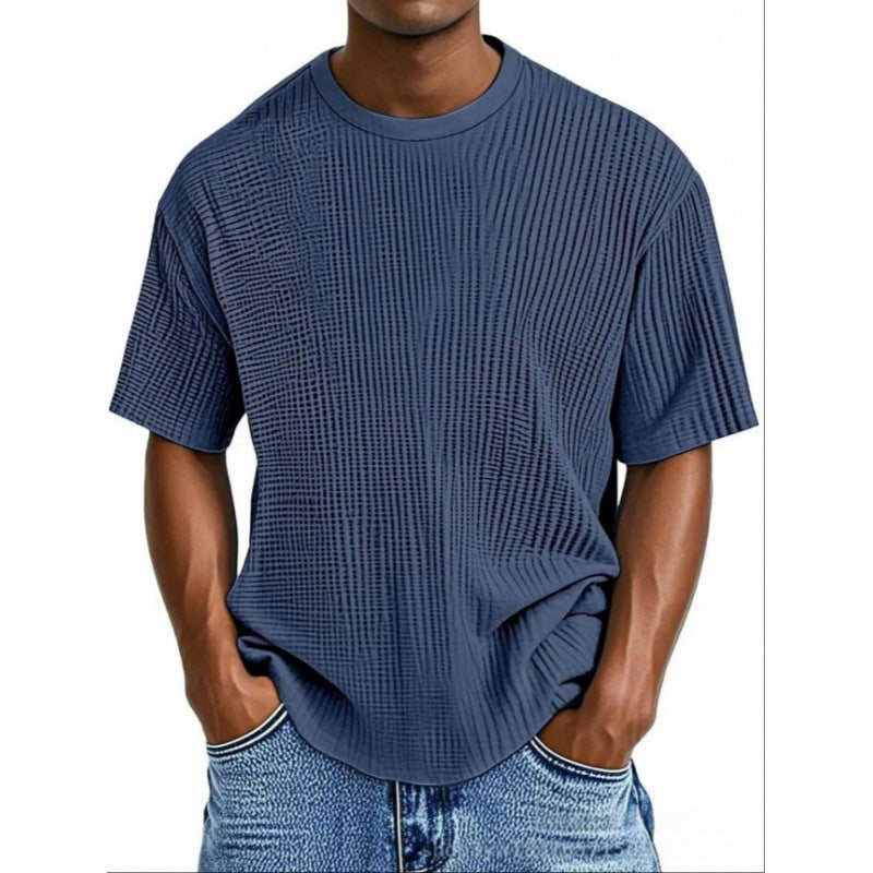 Men's Waffle Knit Crew Tee | Textured Regular Fit T-Shirt