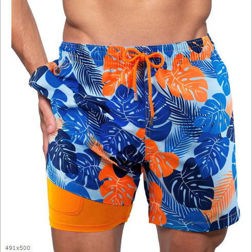 Men's Quick-Dry Tropical Print Swim Shorts | Lined Athletic Beach Shorts
