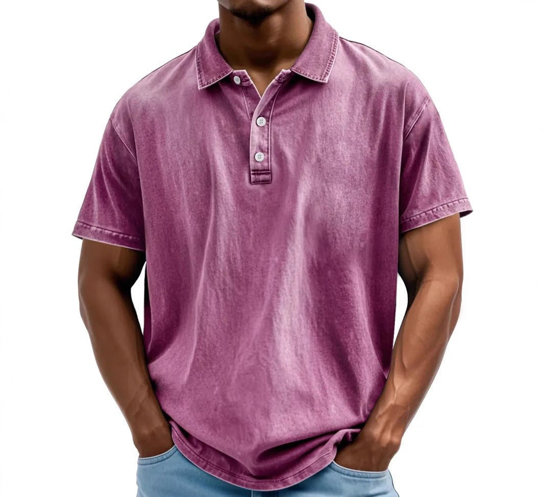 Men's Vintage Washed Polo Shirt | Soft Cotton Casual Polo