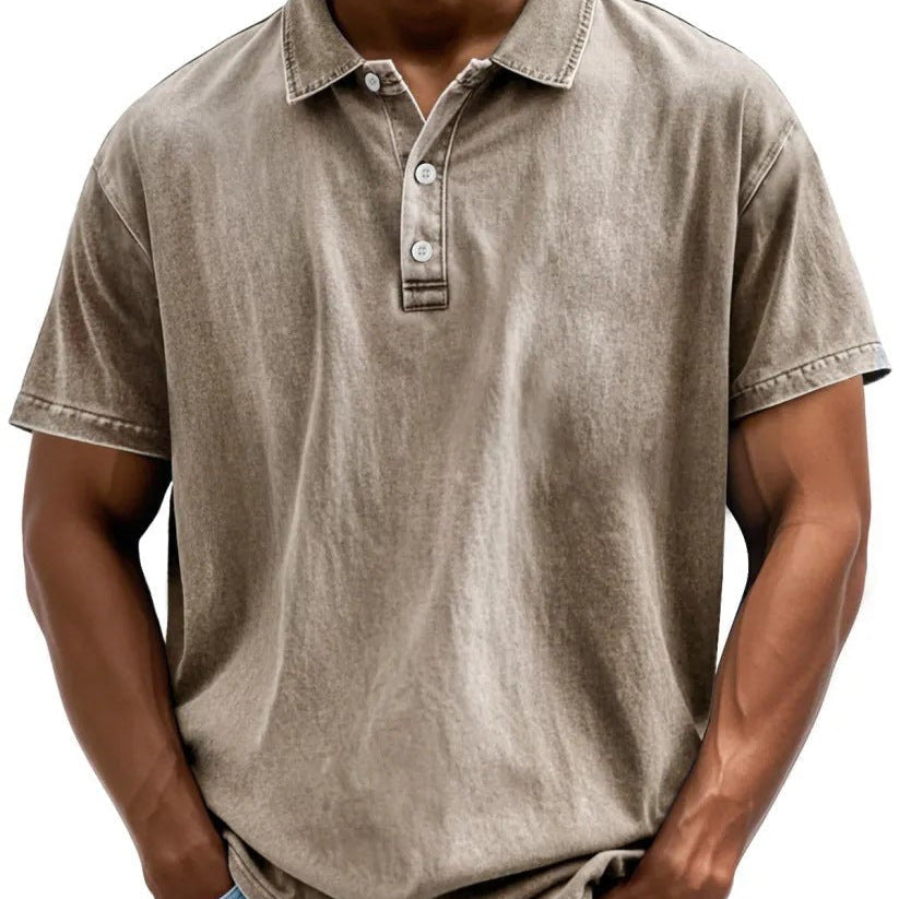 Men's Vintage Washed Polo Shirt | Soft Cotton Casual Polo