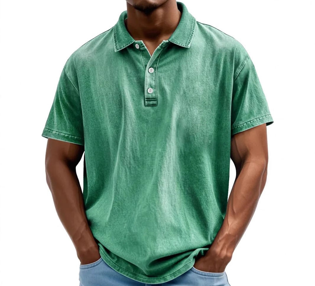 Men's Vintage Washed Polo Shirt | Soft Cotton Casual Polo