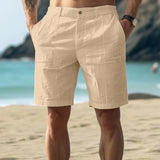 Khaki linen summer shorts