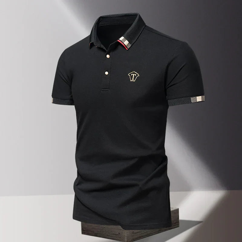 Men's Contrast Collar Polo Shirt | Embroidered Warm-Weather Polo