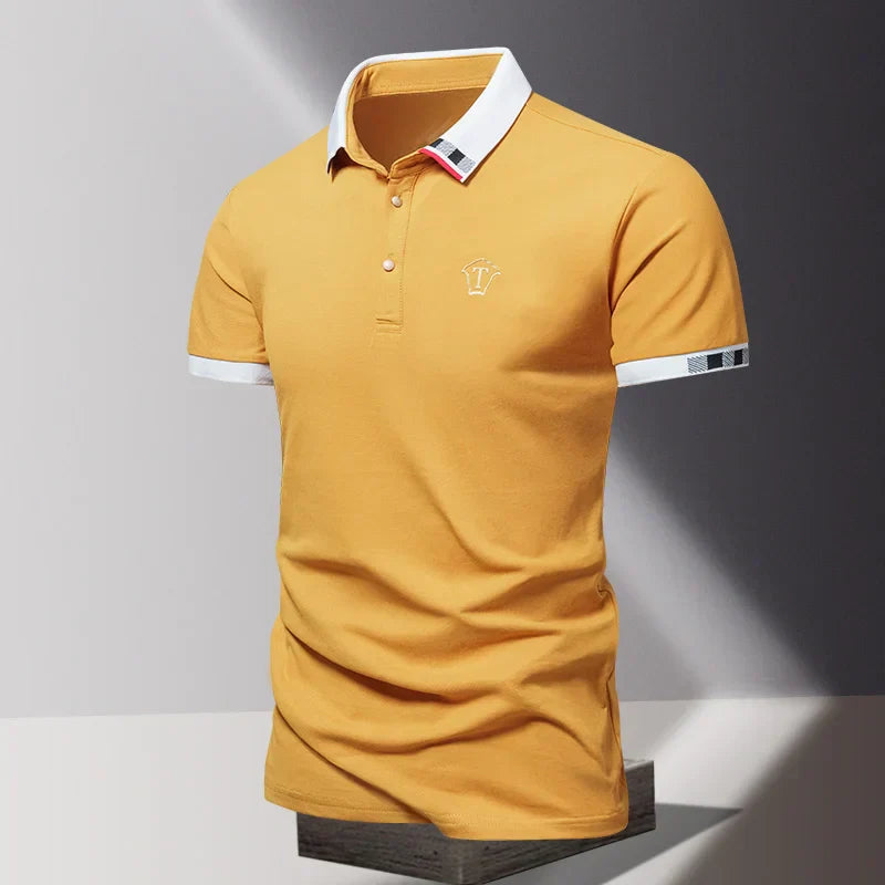 Men's Contrast Collar Polo Shirt | Embroidered Warm-Weather Polo