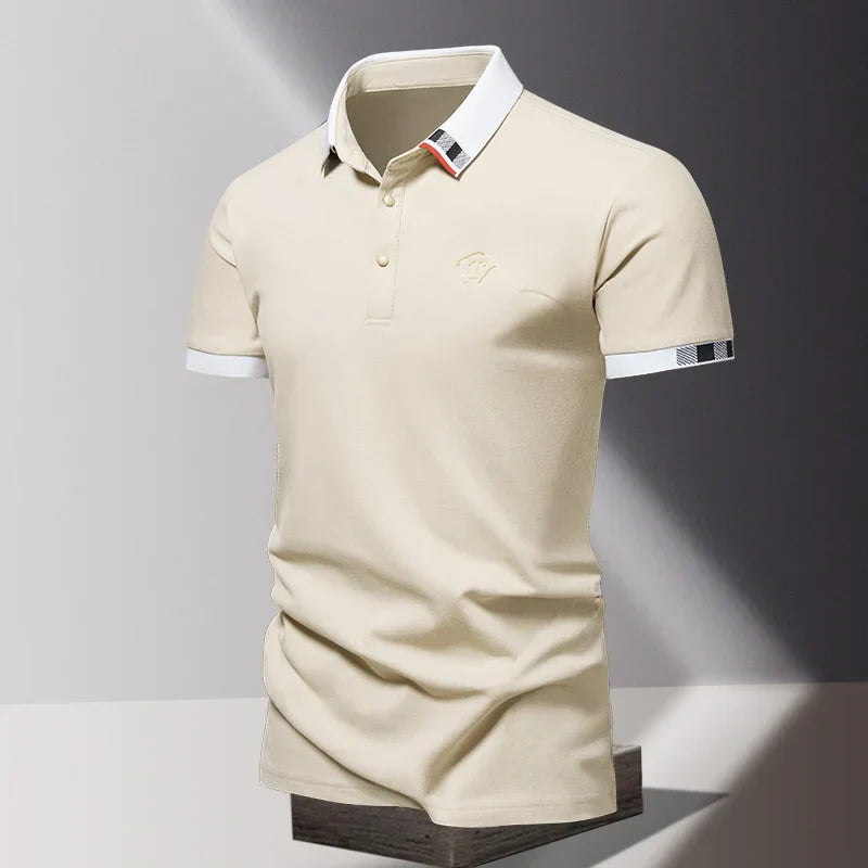 Men's Contrast Collar Polo Shirt | Embroidered Warm-Weather Polo