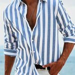 Men's Striped Long Sleeve Shirt in Blue