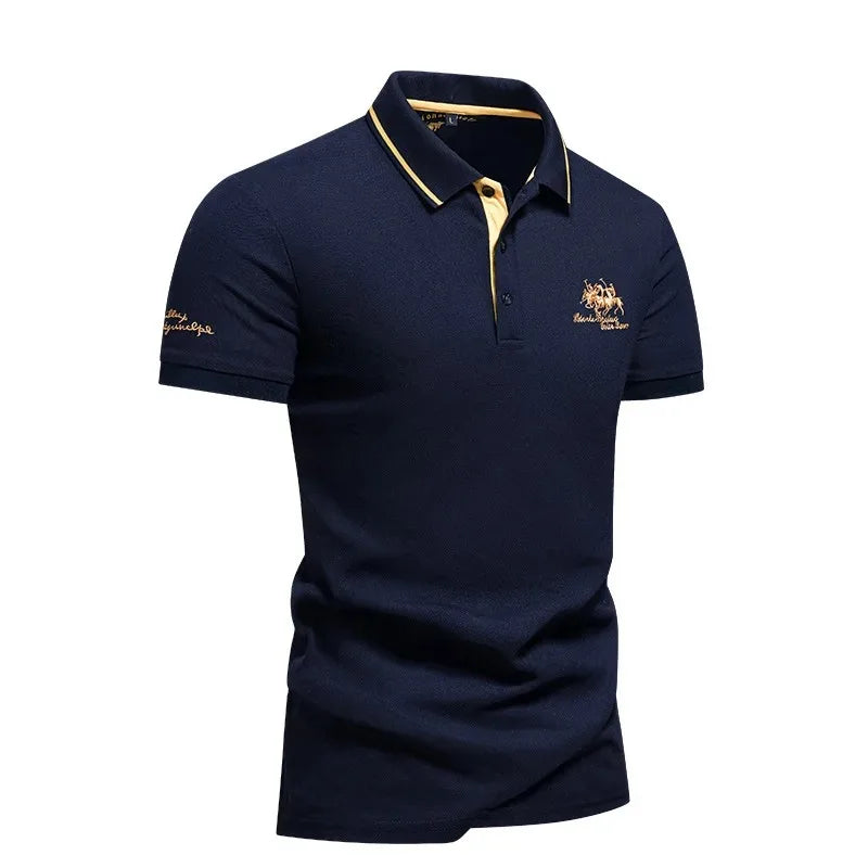 Navy cotton polo shirt