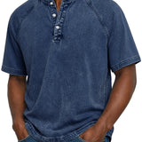Navy retro button-up shirt