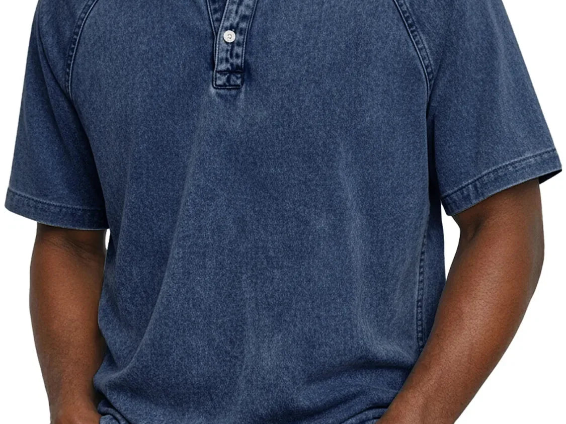 Navy retro button-up shirt
