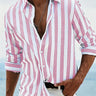 Men's Striped Long Sleeve Shirt in Pink