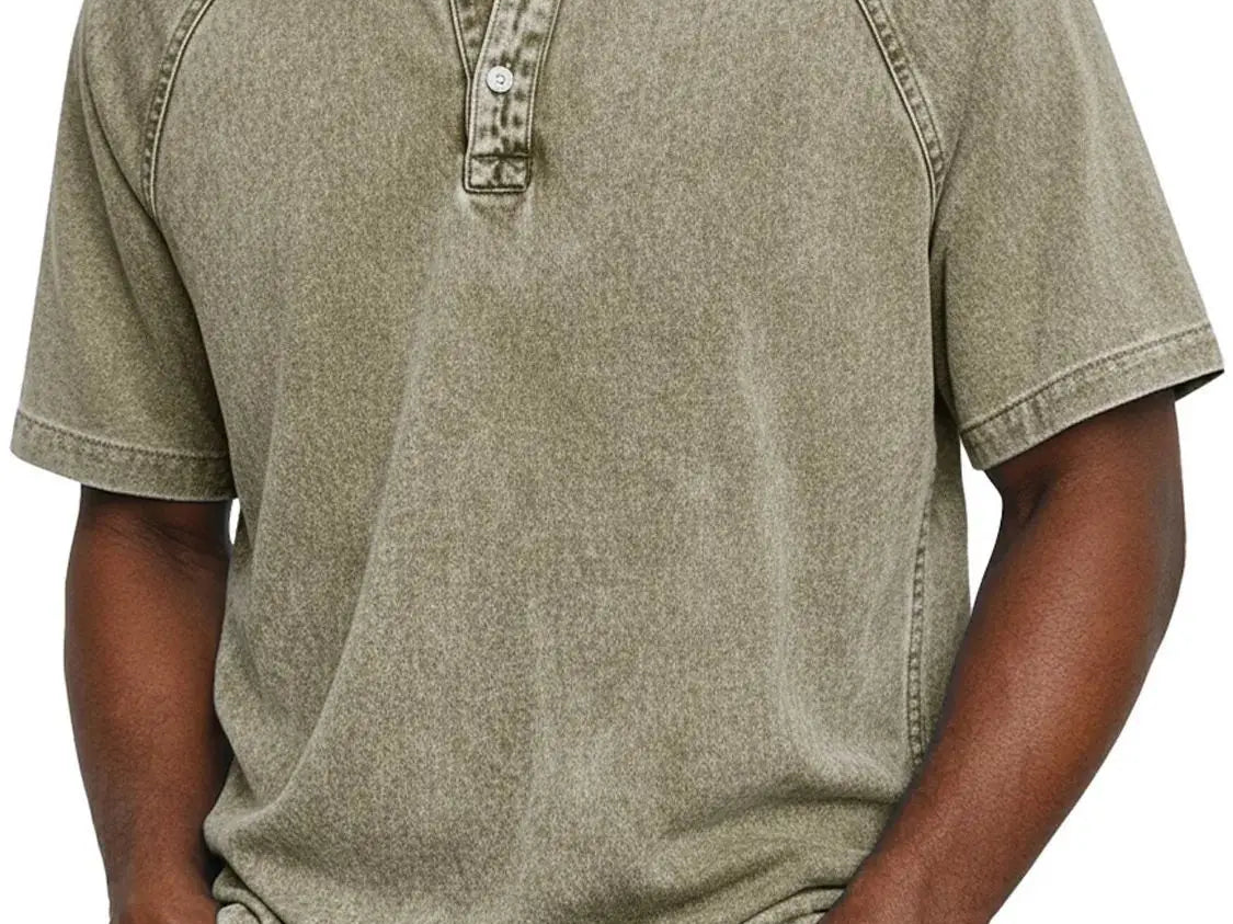 Khaki retro button-up shirt