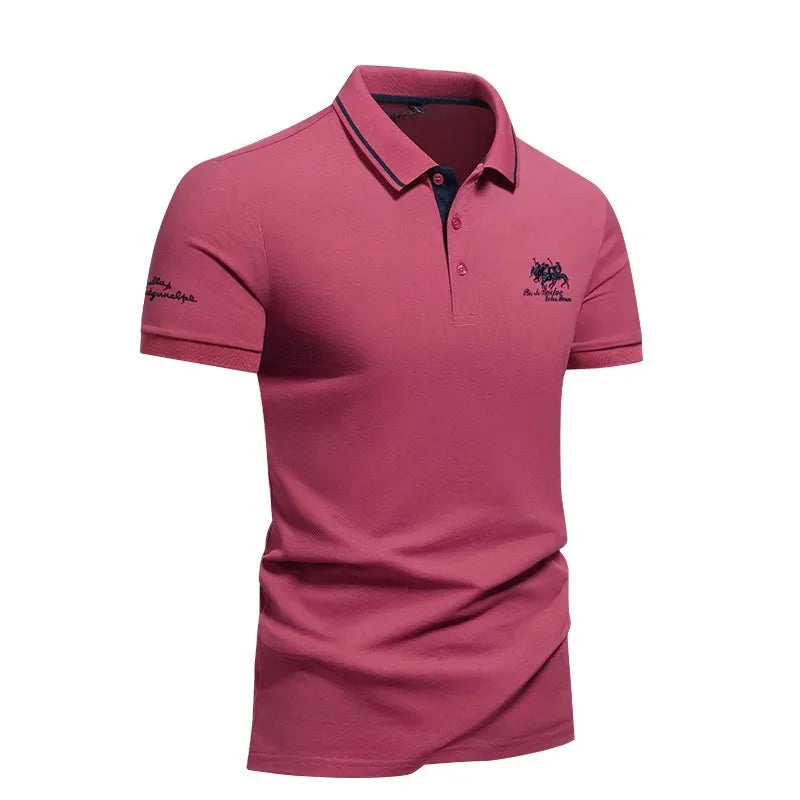 Red cotton polo shirt