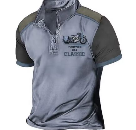 Blue vintage zip-collar polo