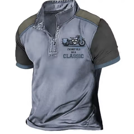 Blue vintage zip-collar polo