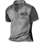Grey vintage zip-collar polo