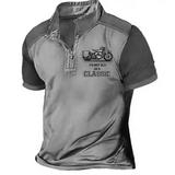 Grey vintage zip-collar polo