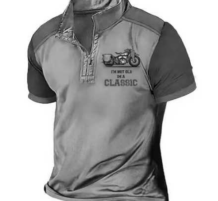 Grey vintage zip-collar polo