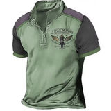 Green vintage zip-collar polo