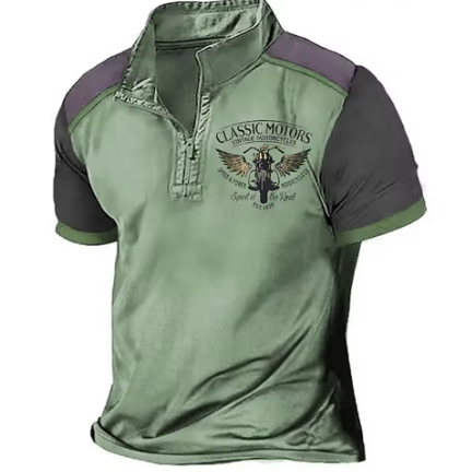 Green vintage zip-collar polo