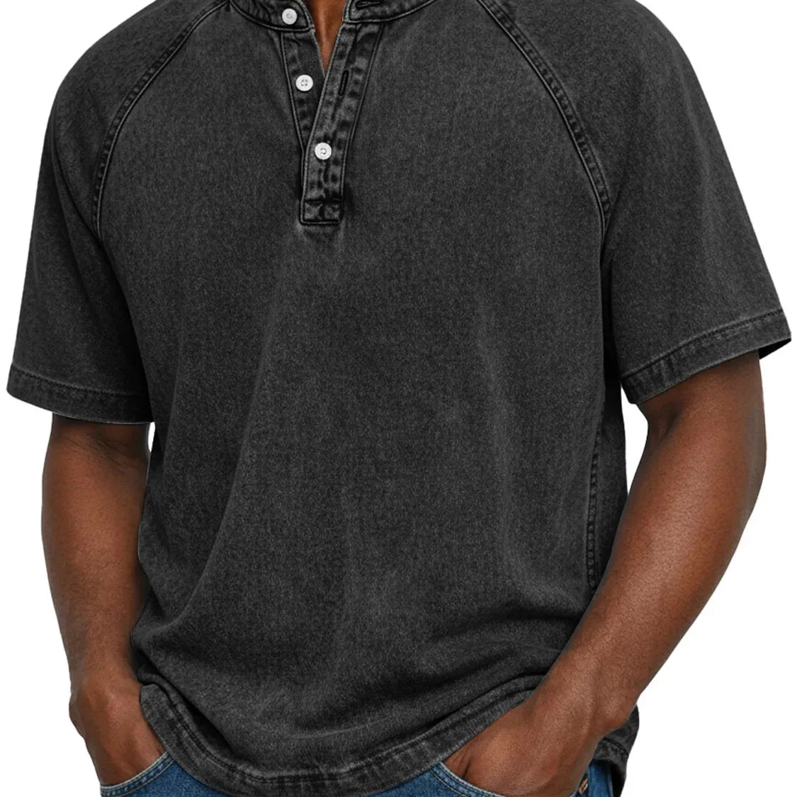 Black retro button-up shirt