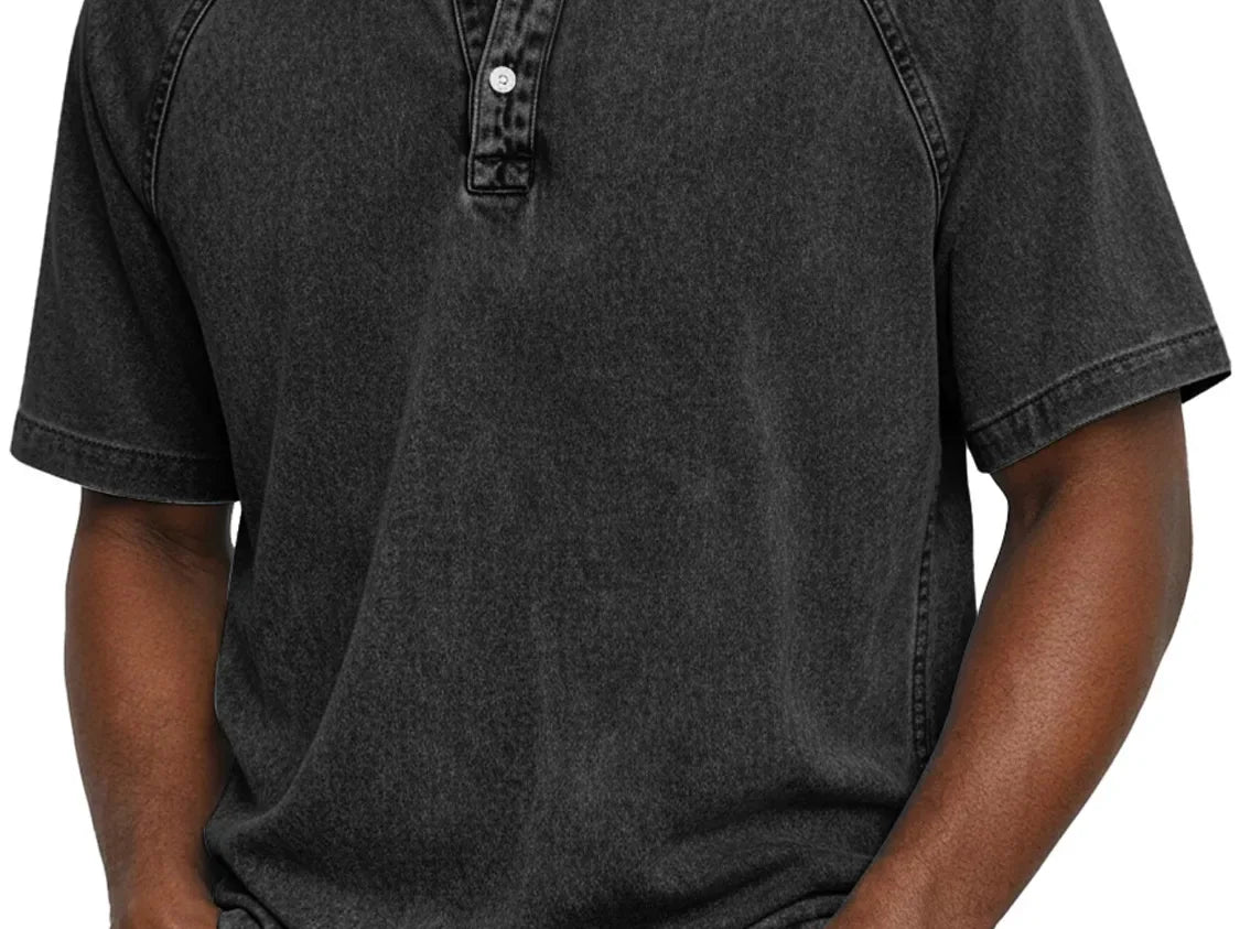Black retro button-up shirt