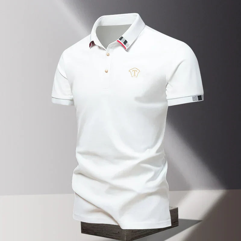 Men's Contrast Collar Polo Shirt | Embroidered Warm-Weather Polo