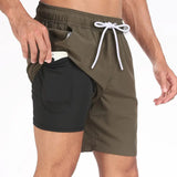 Green quick-dry swim shorts