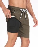 Green quick-dry swim shorts