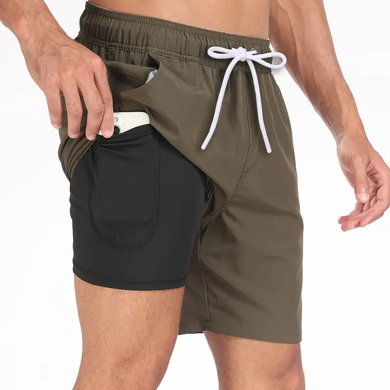 Green quick-dry swim shorts