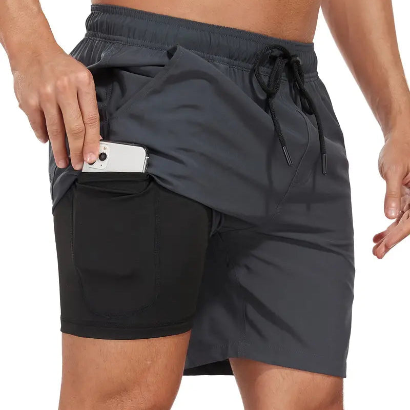 Grey quick-dry swim shorts