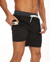 Black quick-dry swim shorts