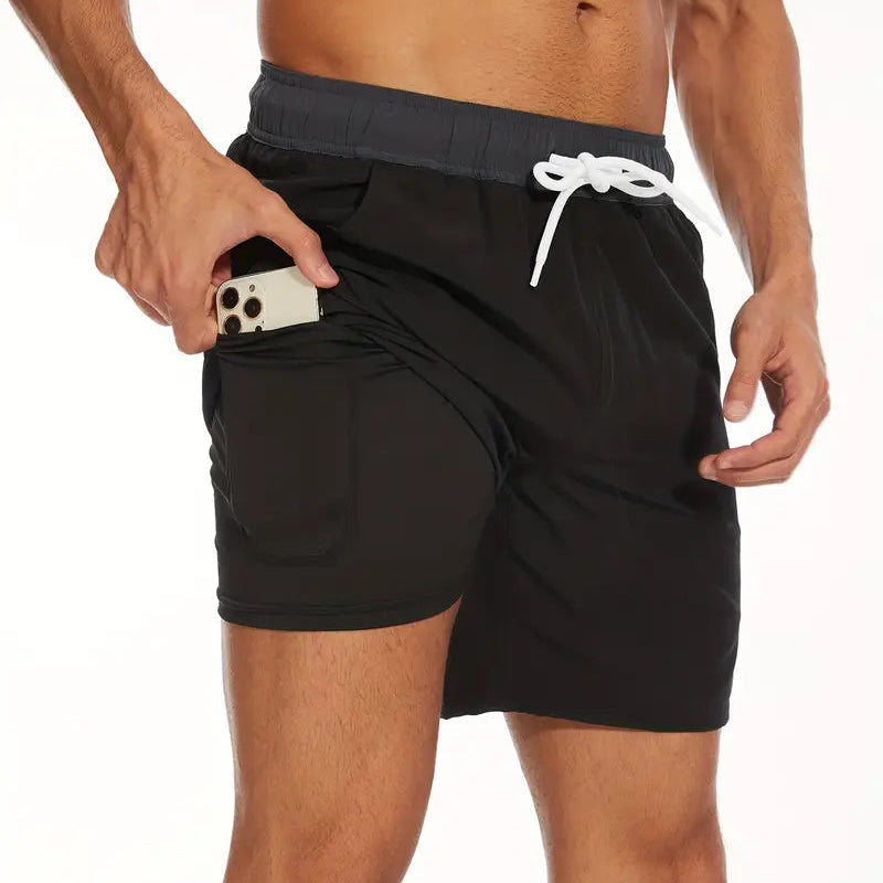 Black quick-dry swim shorts