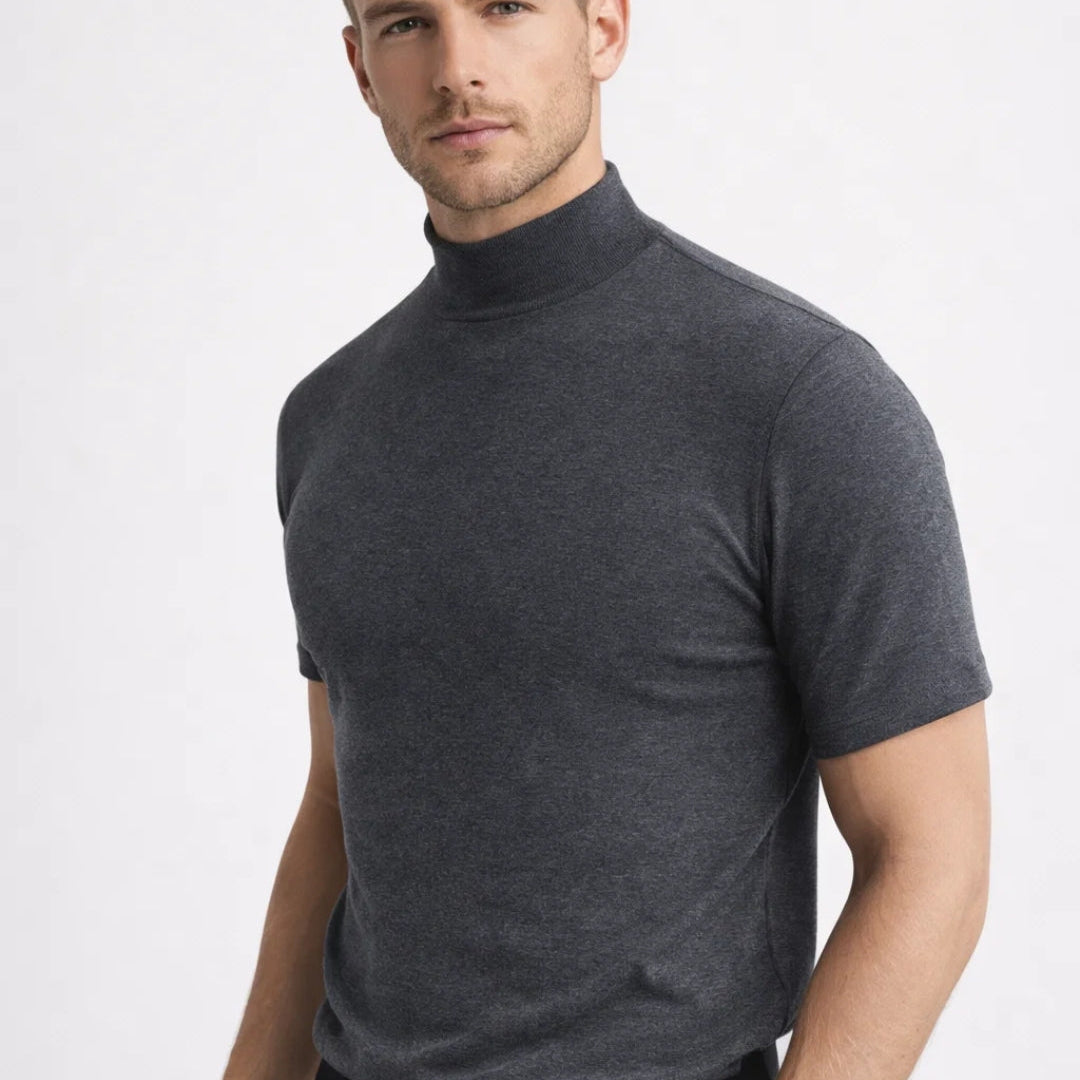 Men's Mock Neck T-Shirt in Gray